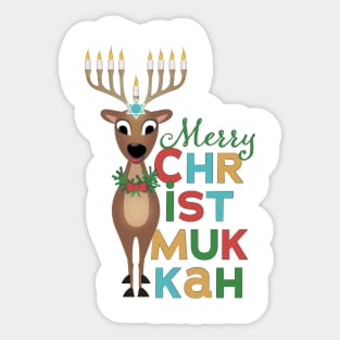 Merry Christmukkah Reindeer Sticker